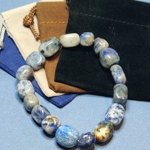 Sodalite stretch nugget bracelet natural stone w/Free felt pouch-NB08